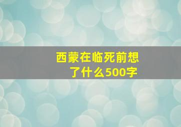 西蒙在临死前想了什么500字