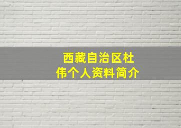 西藏自治区杜伟个人资料简介