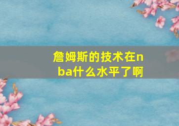 詹姆斯的技术在nba什么水平了啊