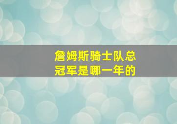 詹姆斯骑士队总冠军是哪一年的