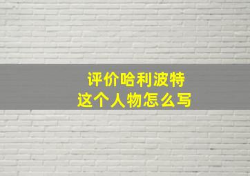 评价哈利波特这个人物怎么写