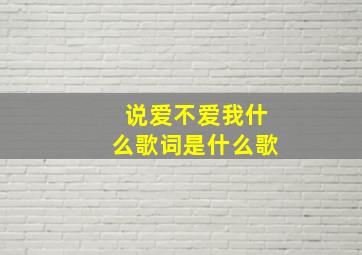 说爱不爱我什么歌词是什么歌