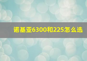 诺基亚6300和225怎么选