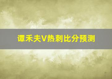 谭禾夫V热刺比分预测