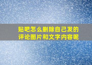 贴吧怎么删除自己发的评论图片和文字内容呢