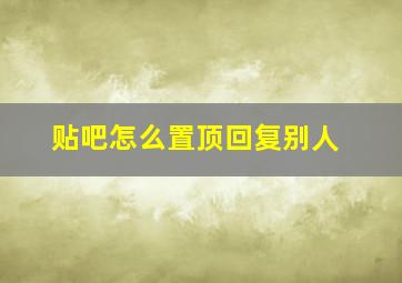 贴吧怎么置顶回复别人