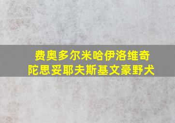 费奥多尔米哈伊洛维奇陀思妥耶夫斯基文豪野犬