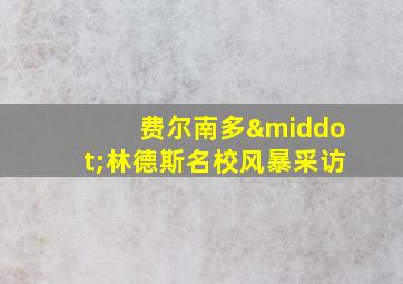 费尔南多·林德斯名校风暴采访