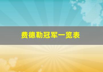 费德勒冠军一览表