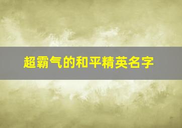 超霸气的和平精英名字