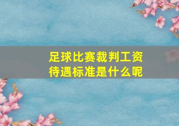 足球比赛裁判工资待遇标准是什么呢