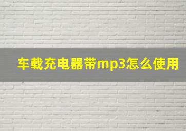 车载充电器带mp3怎么使用