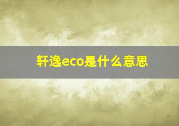 轩逸eco是什么意思