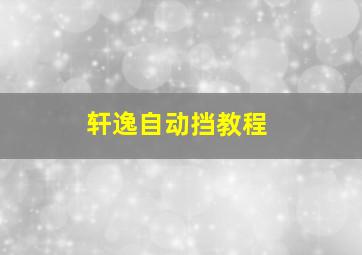 轩逸自动挡教程