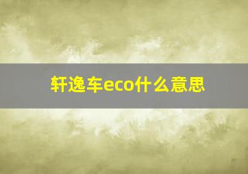 轩逸车eco什么意思