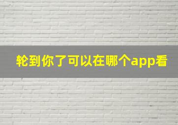 轮到你了可以在哪个app看