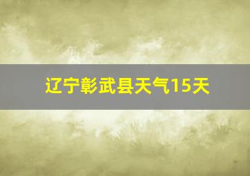 辽宁彰武县天气15天