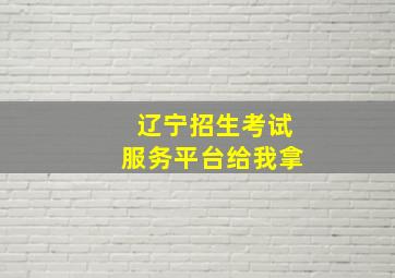 辽宁招生考试服务平台给我拿