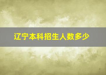 辽宁本科招生人数多少