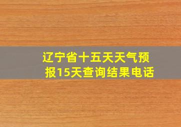 辽宁省十五天天气预报15天查询结果电话