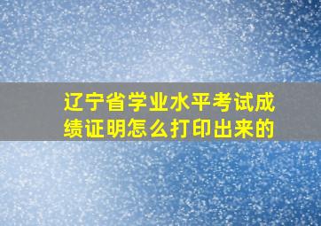 辽宁省学业水平考试成绩证明怎么打印出来的