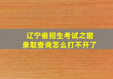 辽宁省招生考试之窗录取查询怎么打不开了