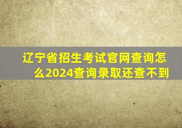 辽宁省招生考试官网查询怎么2024查询录取还查不到