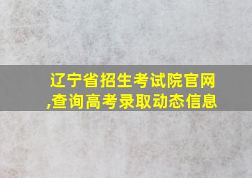 辽宁省招生考试院官网,查询高考录取动态信息