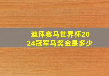 迪拜赛马世界杯2024冠军马奖金是多少