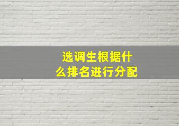 选调生根据什么排名进行分配