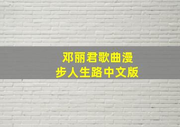 邓丽君歌曲漫步人生路中文版