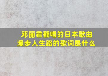 邓丽君翻唱的日本歌曲漫步人生路的歌词是什么