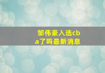 邹伟豪入选cba了吗最新消息