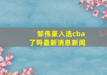 邹伟豪入选cba了吗最新消息新闻