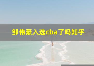 邹伟豪入选cba了吗知乎