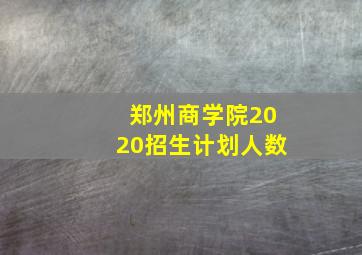 郑州商学院2020招生计划人数