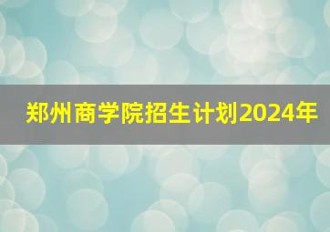 郑州商学院招生计划2024年