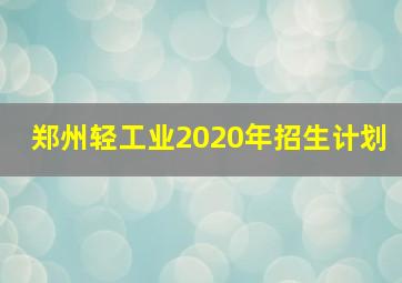 郑州轻工业2020年招生计划