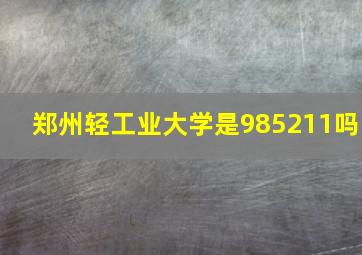 郑州轻工业大学是985211吗