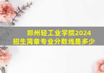 郑州轻工业学院2024招生简章专业分数线是多少