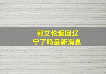 郭艾伦返回辽宁了吗最新消息