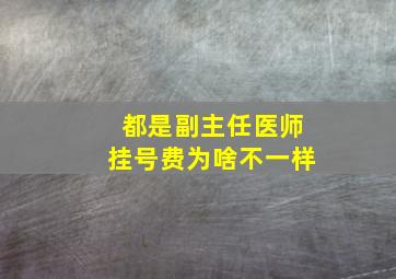 都是副主任医师挂号费为啥不一样