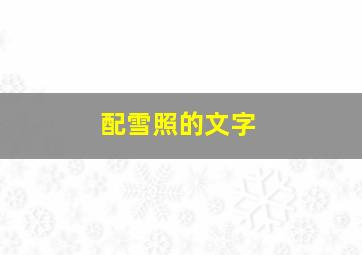 配雪照的文字