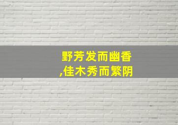 野芳发而幽香,佳木秀而繁阴