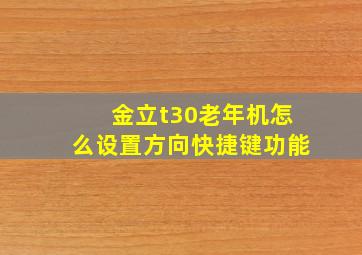 金立t30老年机怎么设置方向快捷键功能