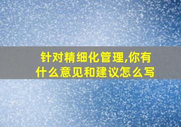 针对精细化管理,你有什么意见和建议怎么写