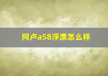 阿卢a58浮漂怎么样