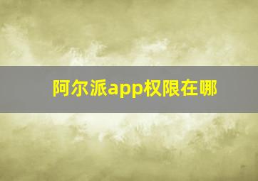 阿尔派app权限在哪