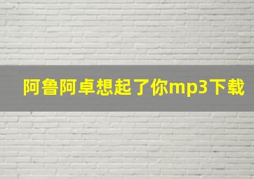 阿鲁阿卓想起了你mp3下载