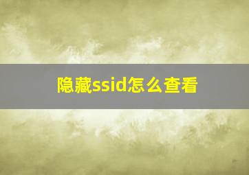 隐藏ssid怎么查看